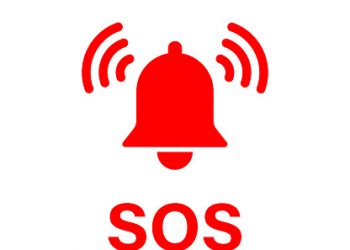 SOS bell icon. Vector isolated emergency alarm help sign symbol. SOS signal. Stock vector. EPS 10